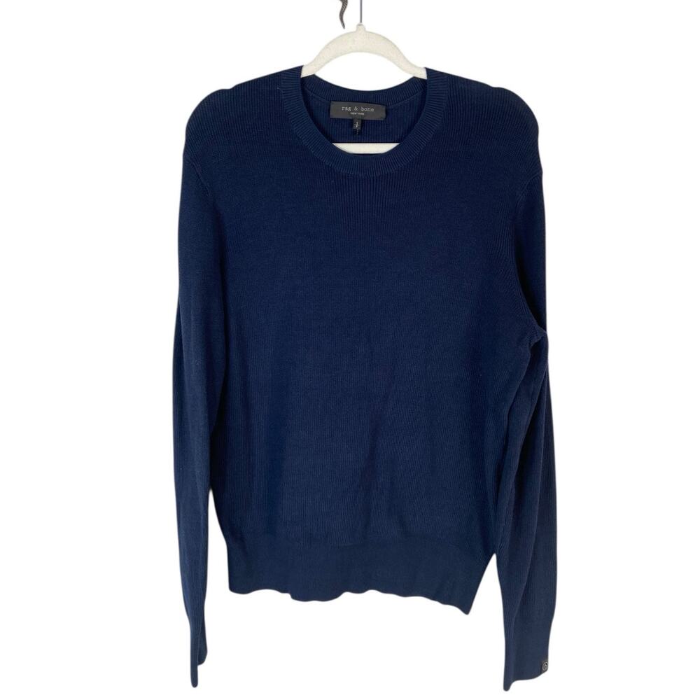 Rag & Bone Sweater Pullover Ribbed Crew Neck Organic Cotton Preppy Fall Work S